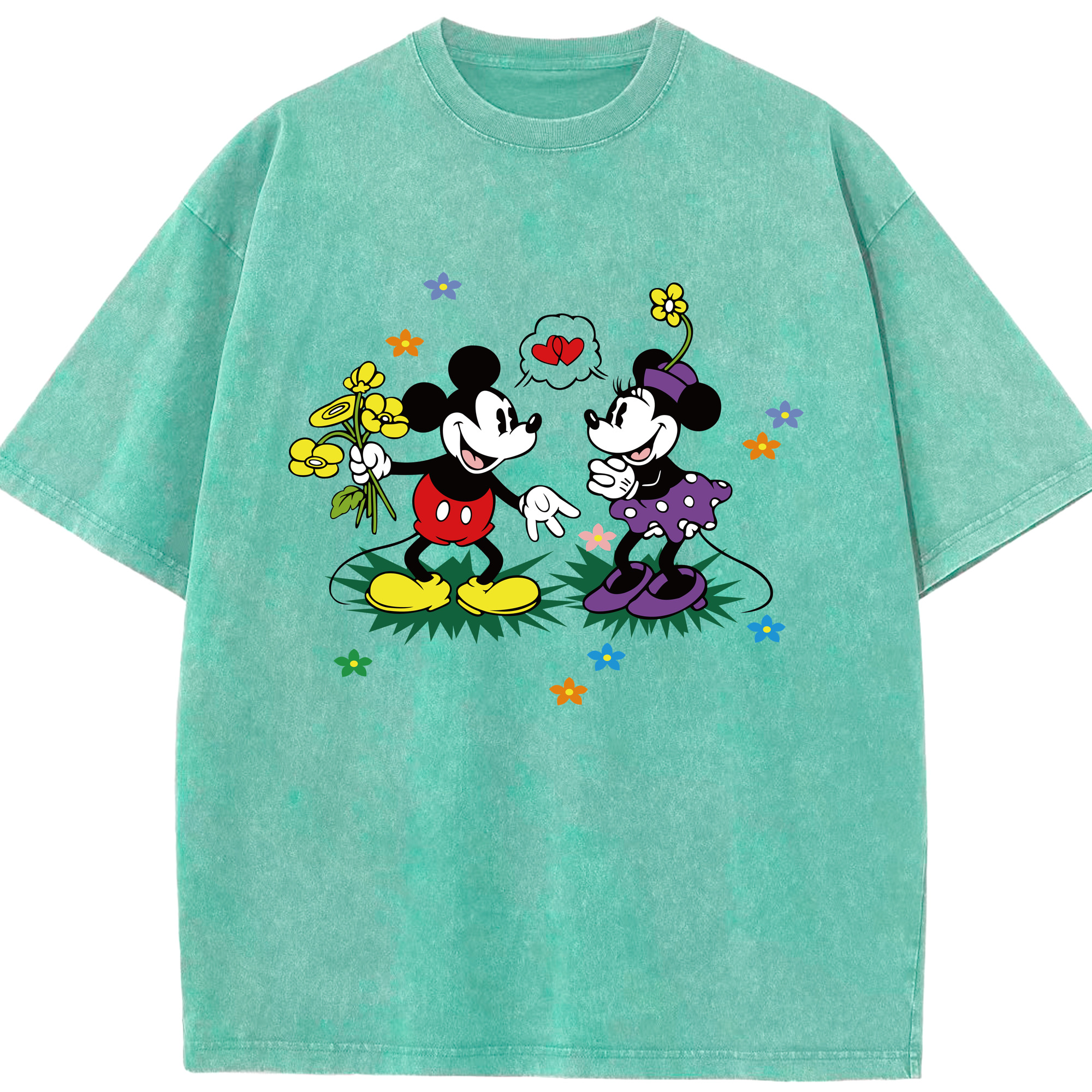 （画像用） ミッキーマウス Mickey Mouse 綿100% ヴィンテージ風 半袖Tシャツ（フロントプリント）